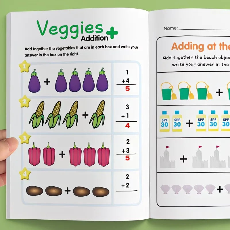 64-Page Illustrated Arithmetic Book, Interactive Preschool Math Workbook, Includes Number Tracing, Addition and Subtraction Practice Exercises - Early Learning Activities, Suitable for Young Children's Counting Exercises, App