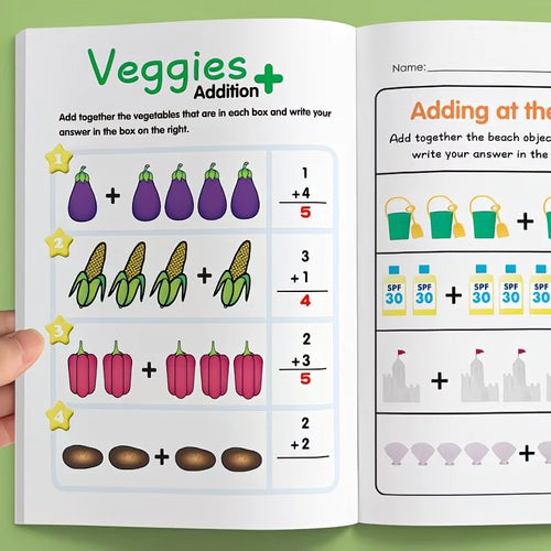 64-Page Illustrated Arithmetic Book, Interactive Preschool Math Workbook, Includes Number Tracing, Addition and Subtraction Practice Exercises - Early Learning Activities, Suitable for Young Children's Counting Exercises, App